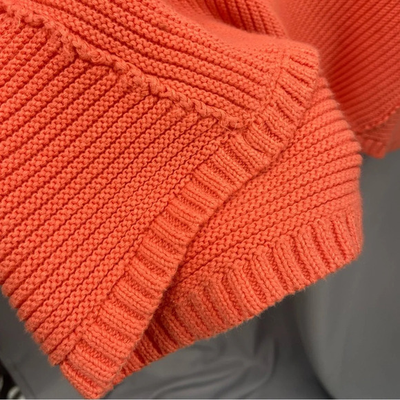 FREE PEOPLE La Brea Oversized Heavy Knit V-Neck Ribbed Sweater in Coral Small - Picture 10 of 10